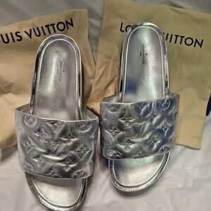 Louis Vuitton Silver Mirror Slides 41